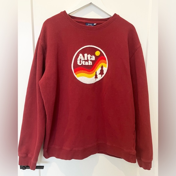 Alta Other - Vintage Style Retro Alta Utah Ski Resort Maroon Sweatshirt Men’s XXL Fuzzy Logo